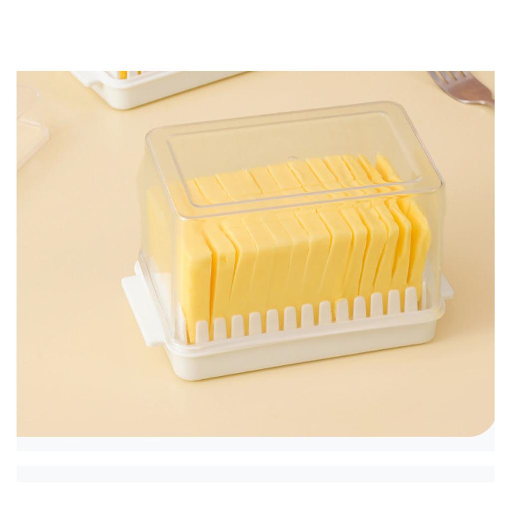Butter Cutting Dish with Lid PP Rectangular Butter Container Accurate Cutter Box for Freezer Counter