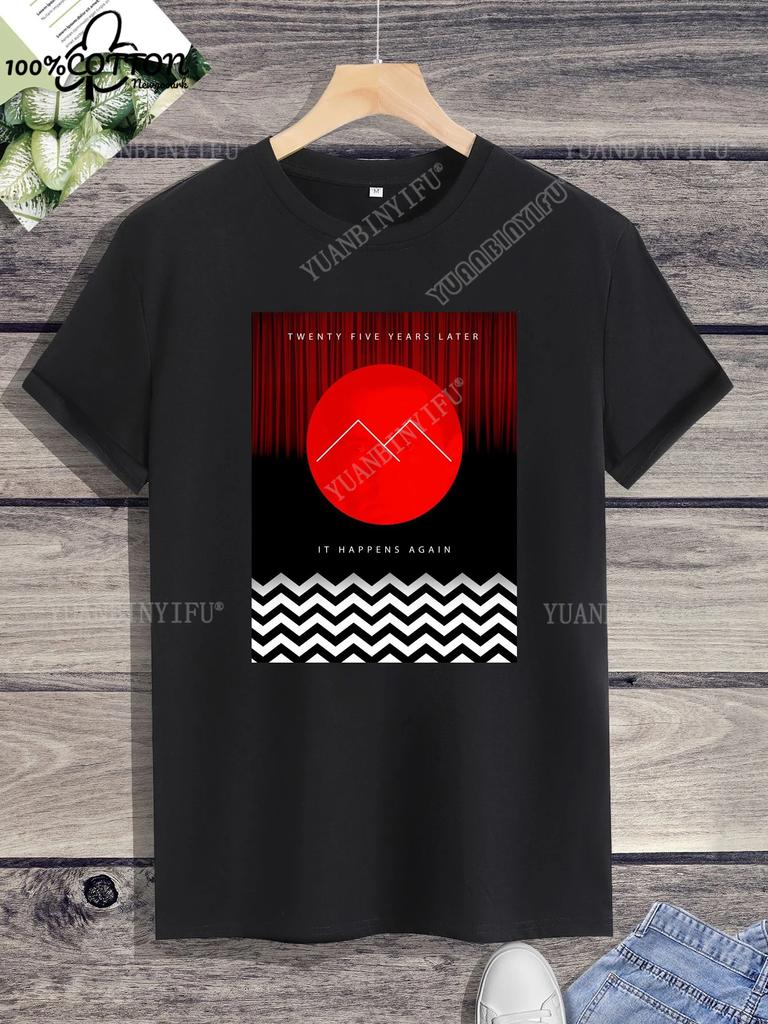 Classic Harajuku Twin Peaks Printed Unisex Cotton Shirt Loose T-shirt Top Short Sleeve O-neck Street Fashion Hot Product