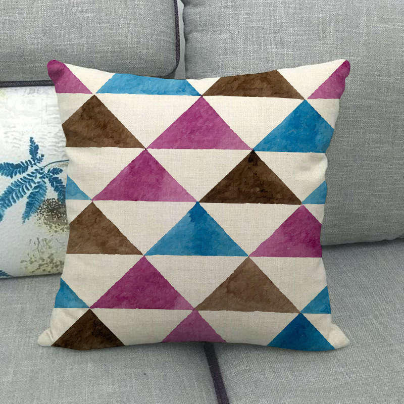 Geometric Triangular Wave Pattern Digital Printing Short Plush Pillow Covers For Car Sofa Office Cushion Cover Home Goods