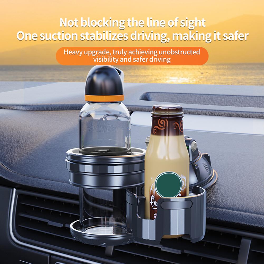2-in-1 Suction Vehicle Mounted Cup Holder Rotatable Multifunctional Dual Cup Holder No-Slip Car Beverage Holder for Vehicles