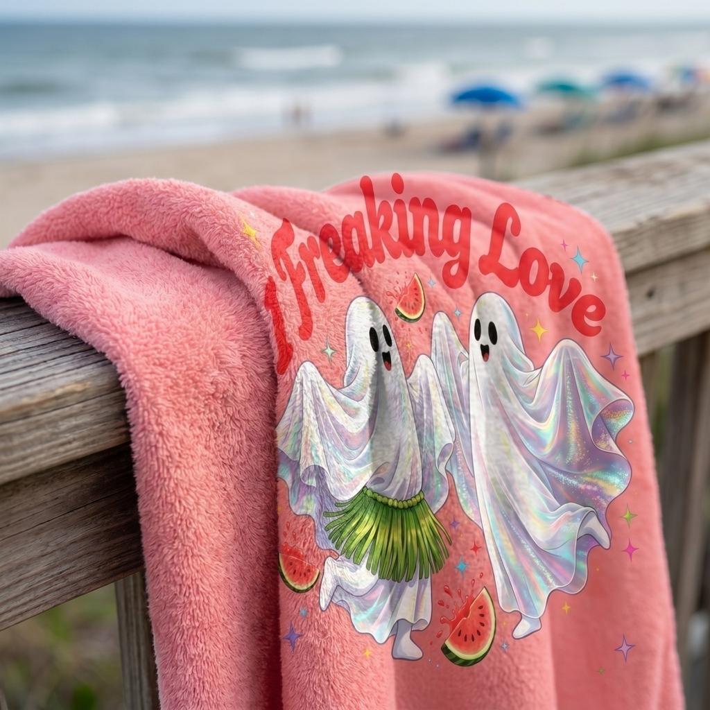 Sommer Halloween-Thema Bedrucktes Strandtuch für Poolparty und Außenbereich