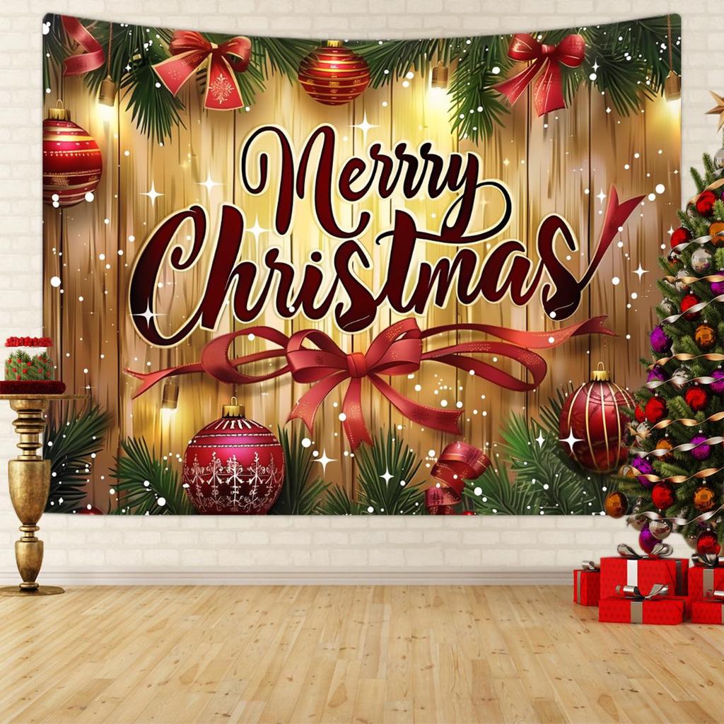 Festive Christmas Tapestry: Merry Christmas Party Banner & Backdrop Cloth Decoration