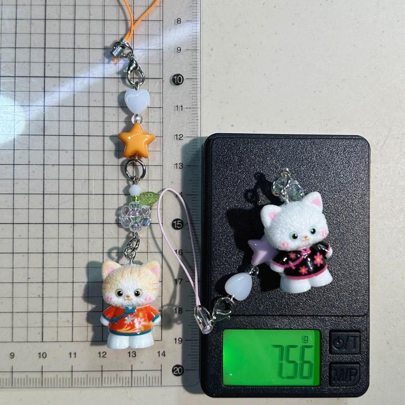 Catena per Telefono Gatto Siamese Dolce Carino Cinturino Ciondolo Stella Gattino Cartone Animato 3D Ornamento da Appendere per Borsa