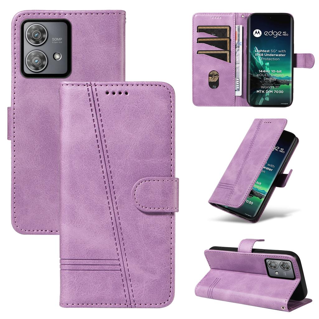 Embossed Lines Cards Solt Wallet Book Leather Case For Moto Edge 40 NEO G32 G54 G84 G04 G24 G14 E40 E30 E20 Flip Stand Cover