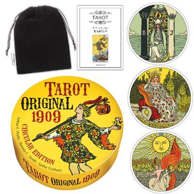 Kancharo 78-Card Tarot Card Set [Tarot Original 1909 - Circular Edition (Round Cards)] Includes Japanese Tarot Card Instructions & Pouch (Authentic)
