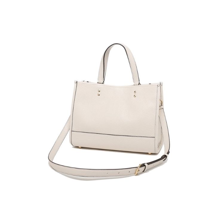 Coach Dempsey 30 Classic Logo Leather Horizontal Tote Bag Women Tote Bags Pure-White 1959-IMCHK