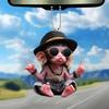 New 2d Acrylic Personalized Pendent Cartoon Rearview Mirror Decoration Car Accessories Ornament Car Monkey Hanging W7c8