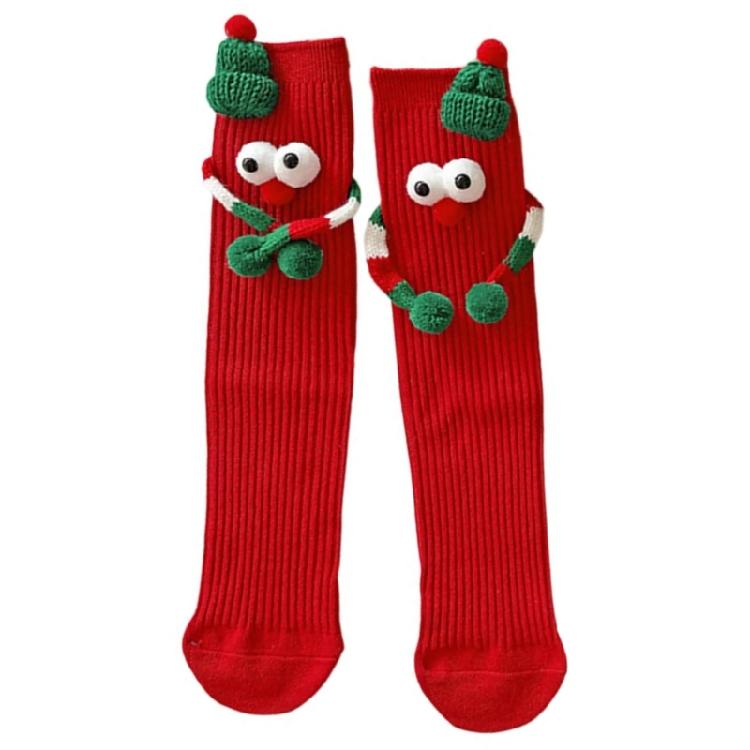 Christmas Funny Hand Socks Novelty Cartoon Big Eyes Middle Tube Socks Hosiery for Adult Kids Holiday Festival Party Gift