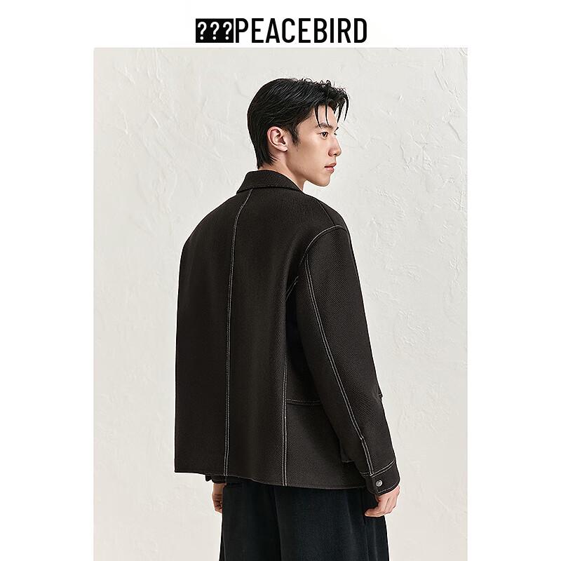 Peacebird Men's Faux Suede Patchwork Lapel Jacket