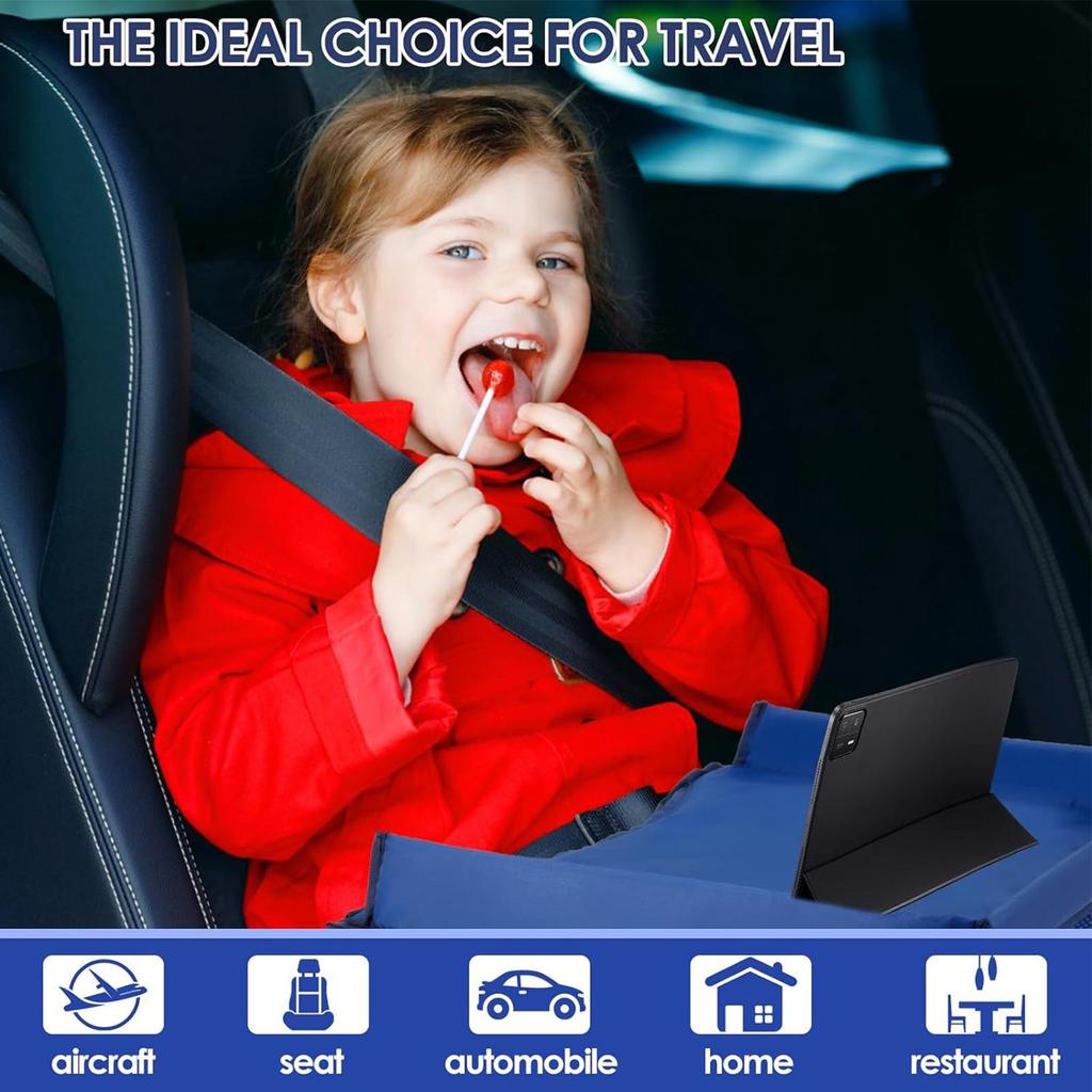 Car Seat Tray Road Trip Travel Tray for Kids Car Seat Carseat Table with Adjustable Straps Lap Desk Organizer with Pockets Must