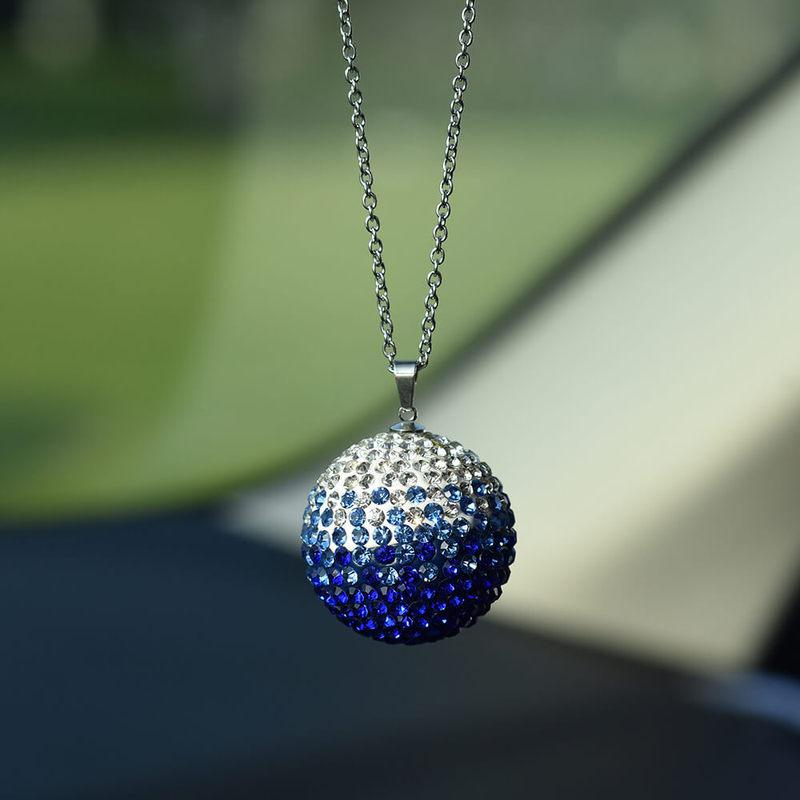 Bling Car Decor Crystal Ball Hanging Rear View Mirror Charm Rhinestone Ornament Accessories for Women