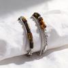 Stainless Steel Irregular Bead Bracelet With Tigers Eye Stone Geometric Design Unisex Fashion Jewelry