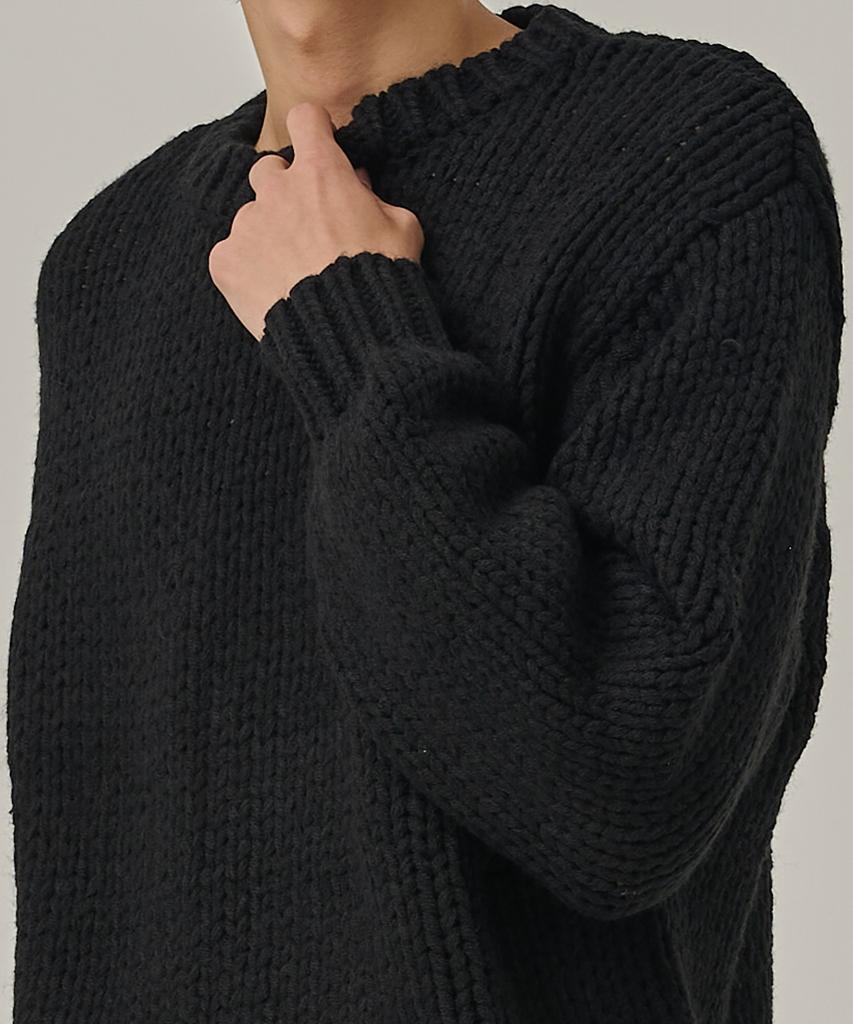 ANALOG MOOD Heavy Warm Round Pullover Knit (Black)