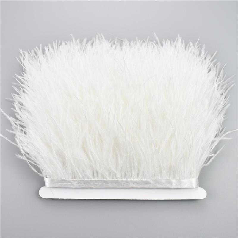 8-10cm Ostrich Feather Trims for Needlework and Handicraft Black Plume Skirt Decoration Natural Feathers Ribbon Fringe