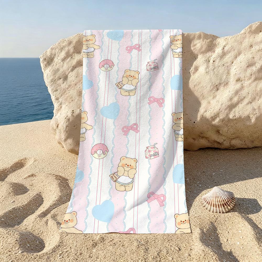 Cute Cartoon B-Butterbear Beach Towel For Beaches Yoga Studios Gyms Hot Springs Swimming Pools And Picnics