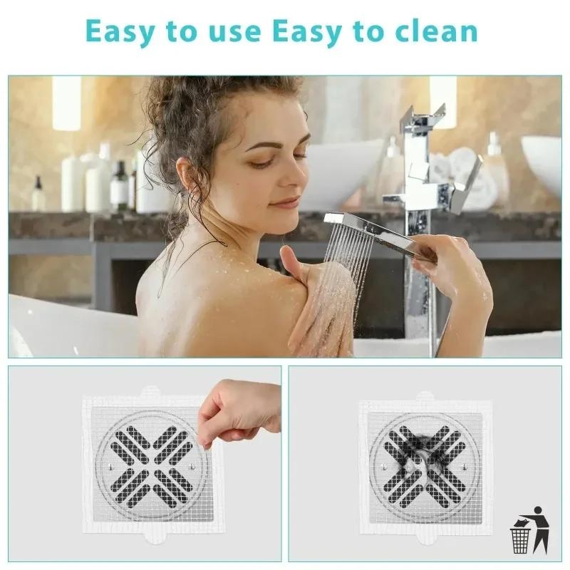 5/100PCS Disposable Hair Drain Catcher Mesh Anti-blocking Filter Floor Drain Sticker Shower Cover Kitchen Bathroom Sink Strainer