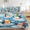 3pcs set Penguin Winter 1 Quilt Cover + 2 Pillowcases, All Seasons Bedroom Setting, Perfect for Home and Dorm Decor a151