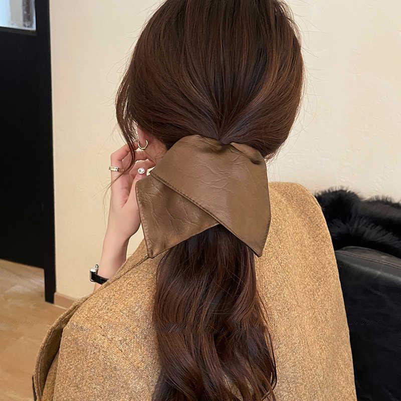 Korean retro square geometric pleated fabric large intestine hair band hair rope headrope versatile hair accessories women