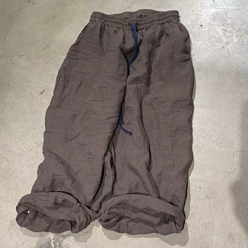 Johnature Niche Kontrastní Stahovací Šňůrka Vintage Ležérní Rovné Kalhoty Žena Jaro Vintage Módní Kalhoty