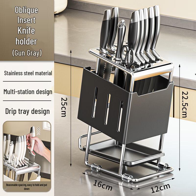 Miflame Stainless Steel Slanted Knife Block