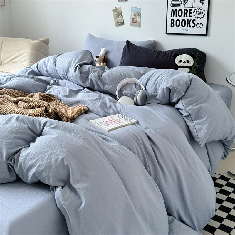 Cotton 4pcs set can sleep naked, super soft pure cotton quilt cover, student dormitory three-piece set, bed sheet, bed hat