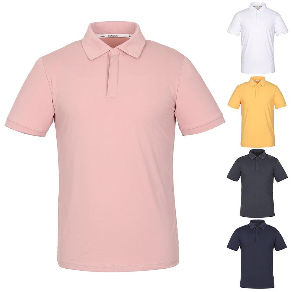 KIM YOUNG JOO GOLF Summer Hidden Button Yellow Cooling Functional Men'S Golf Short Sleeve T-Shirt Kommts73