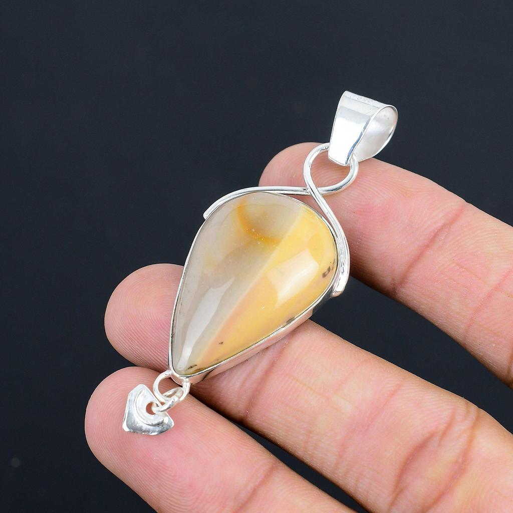 925 Silver Mookaite Gemstone Anniversary Daughter Ethnic Handmade Unique Pendant