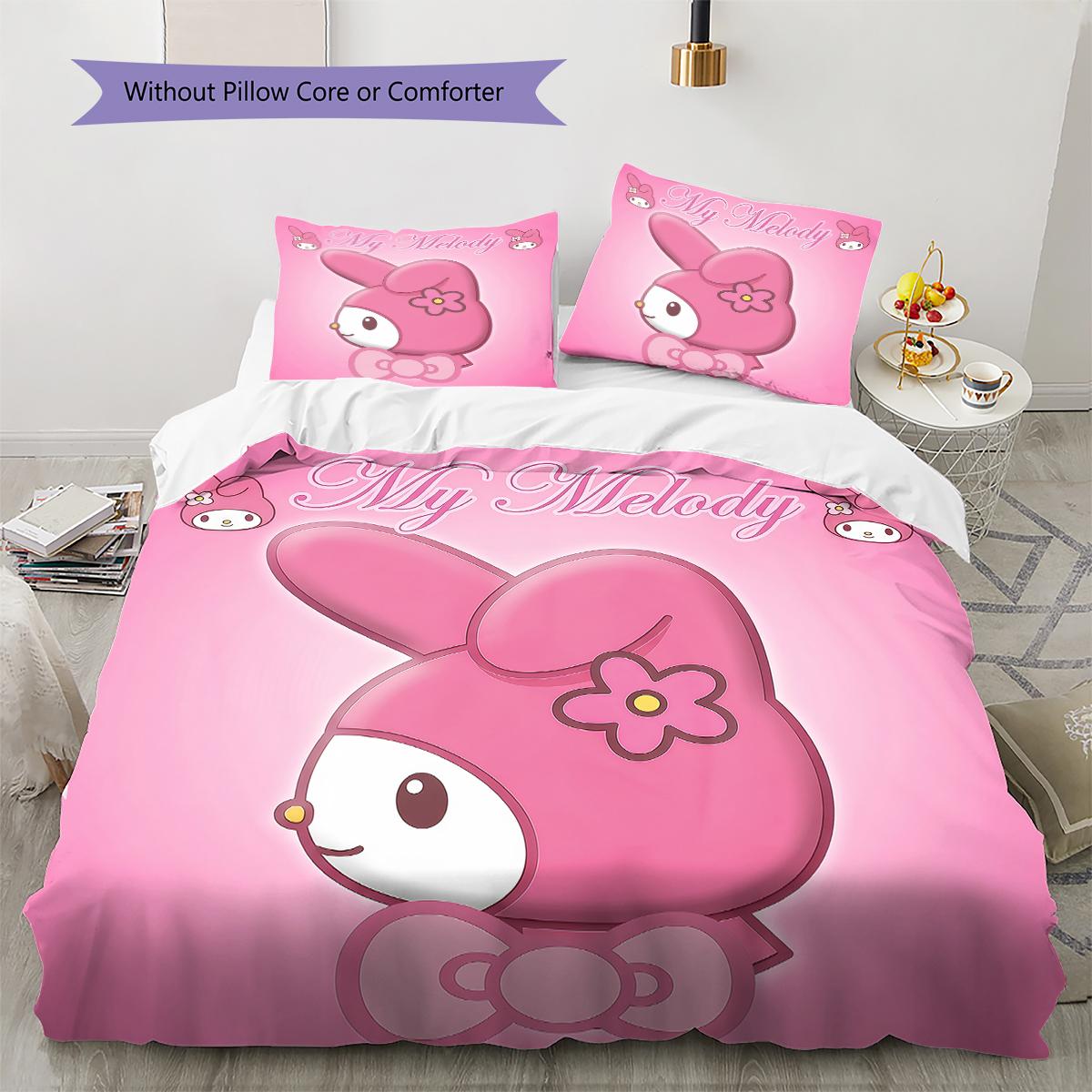

My Melody Pink Pattern Bedding,Quilt Set Quilt Cover Pillowcase Home Birthday Gift(1 * duvet cover + 2 * pillowcase, without core) 135x200cm