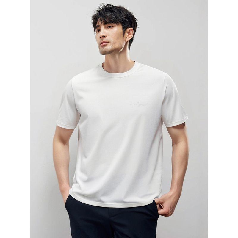 Light Mature Style Business Casual Light Luxury Embroidered Short-Sleeved T-Shirt Men's Summer Base Shirt Foreign Trade Men's Round Neck T-Shirt