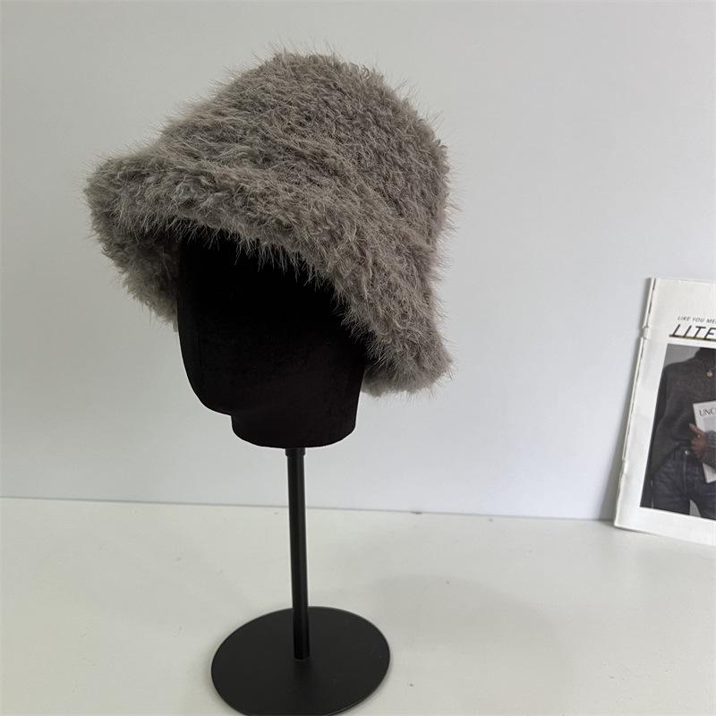 

Winter new plush bucket hat women northern snow wind outdoor warm sun protection leisure basin hat M（56-58cm） сірий колір