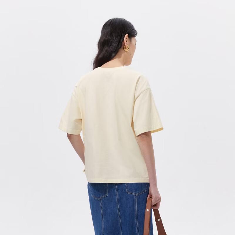 VEROMODA Women's Floral Letter Print Drop Shoulder Cotton T-Shirt