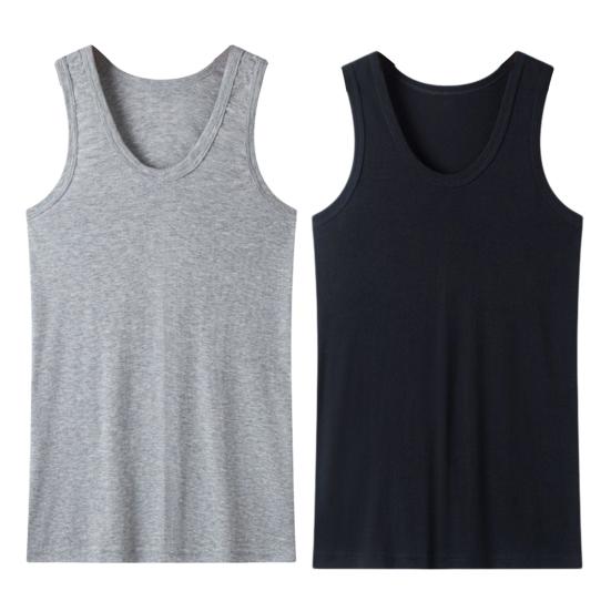 2Pcs Men Athletic Tank Tops Solid Color Crew Neck Sleeveless Tee Breathable Casual Summer Vest for Gym Outdoor Workout Beach