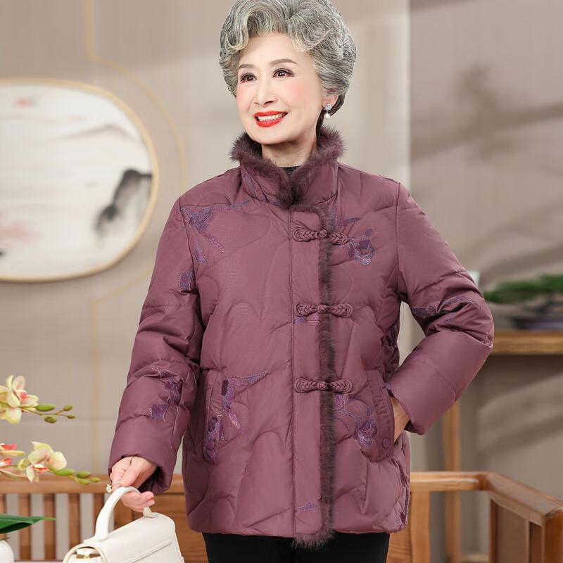 Elderly Women's Stand-Collar Thickened Down Jacket