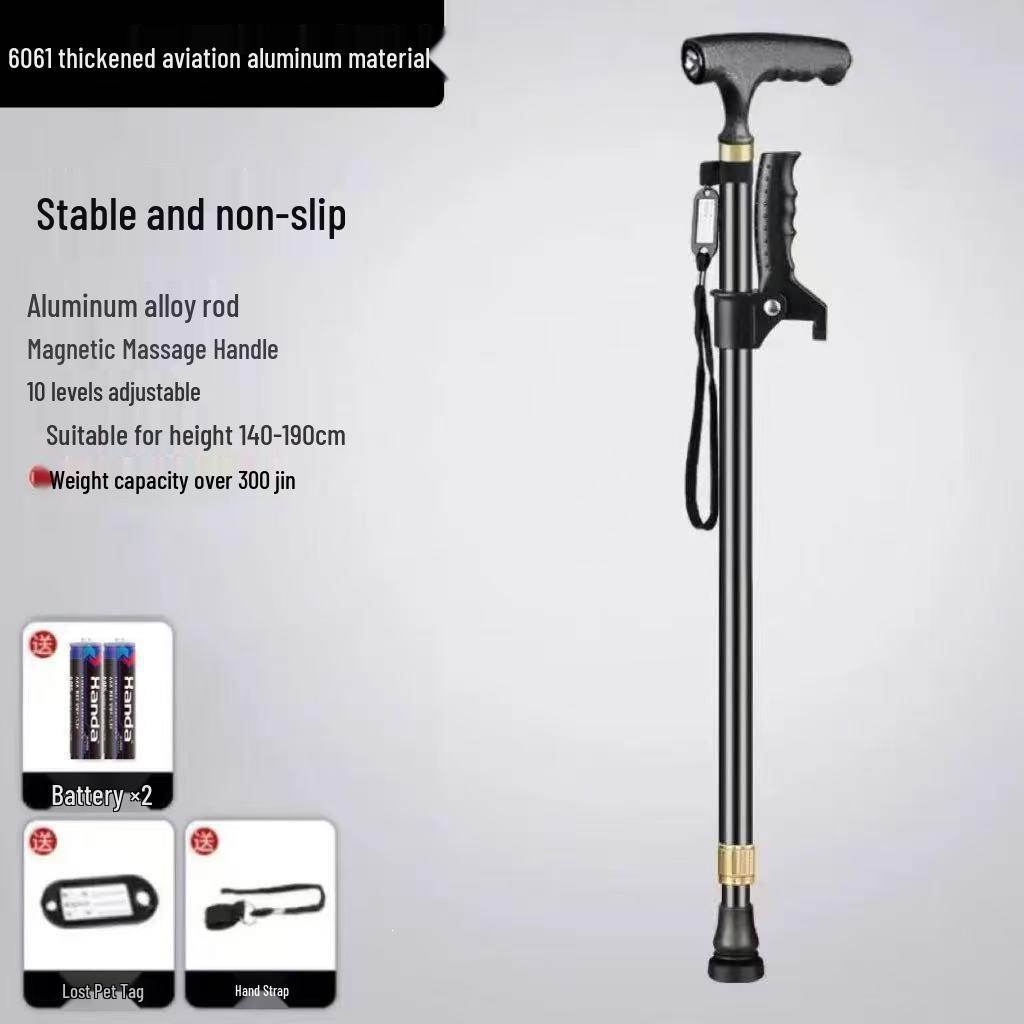 Folding Telescopic Walking Cane: Non-slip, Anti-fall, Lightweight Stick for Seniors & Patients