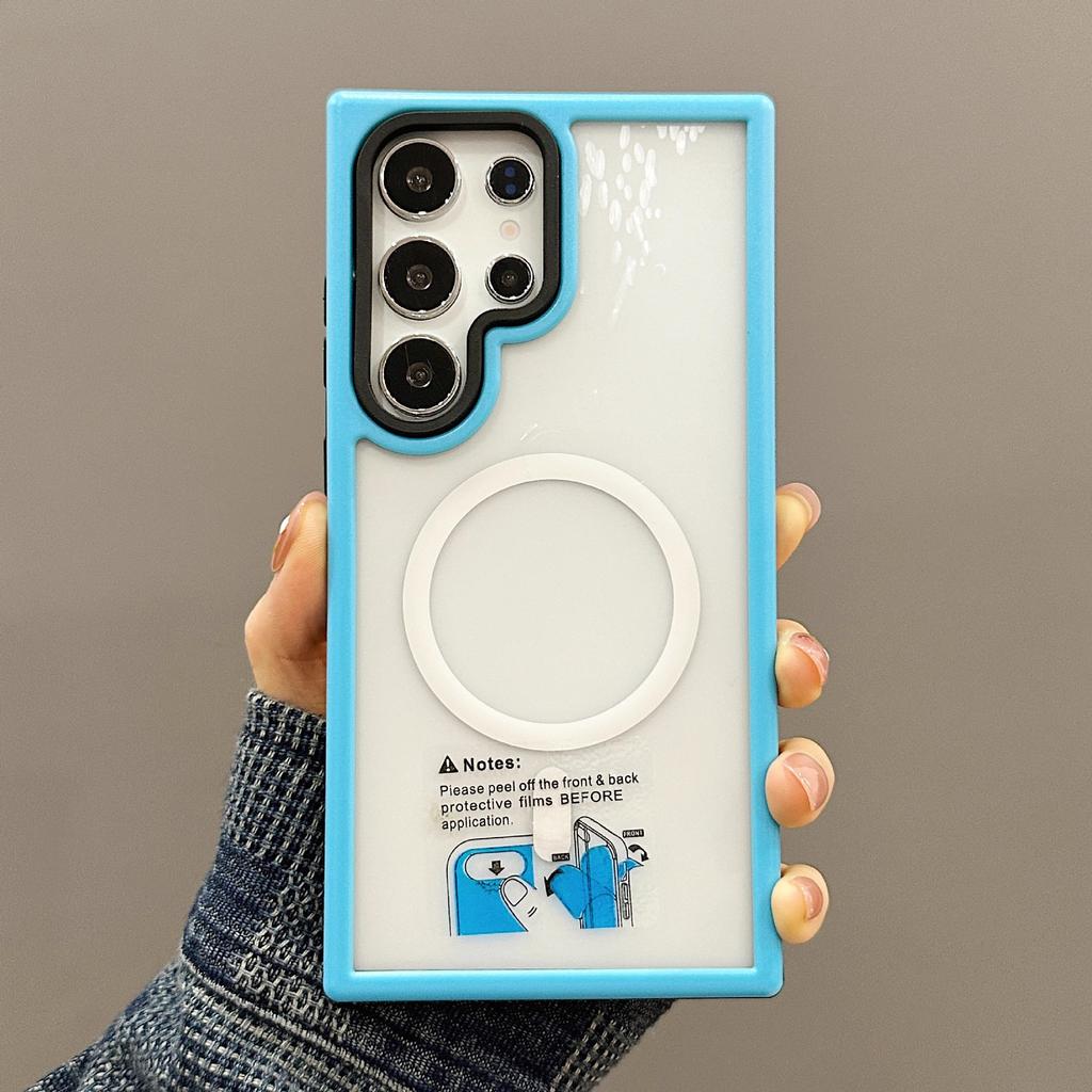 Applicable to Samsung S25Ultra contrasting color Macaron magnetic mobile phone case all-inclusive S24Plus anti-drop protective case S24