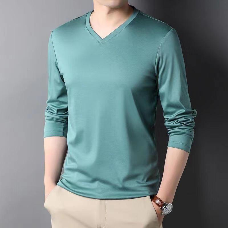 Spring Summer Period Long Sleeve Cultivate Ones Morality Men's T-shirt O-neck Solid Polyester T Shirt Men Red Blue Black