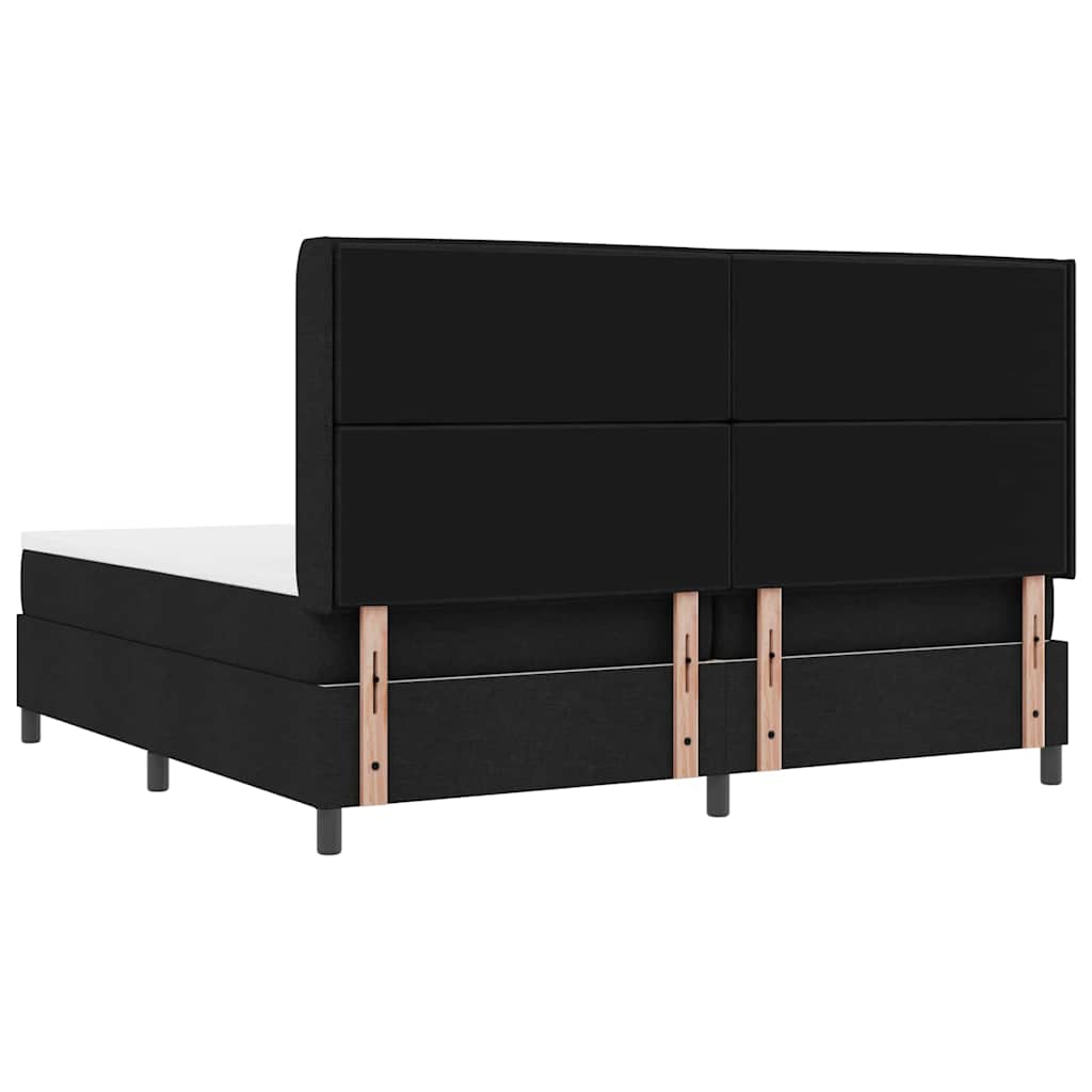 Box Spring Bed with Mattress Black 200 x 200 cm Fabric