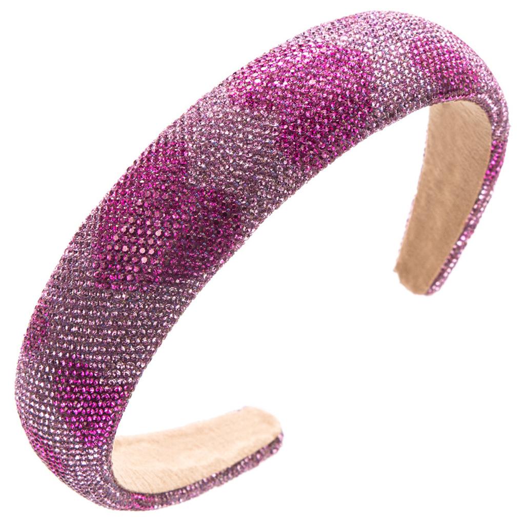 Wide Band Headband with Full Crystal Rhinestone Embellishment Heart Pattern Sparkling Design Comfortable Fit Durable Construction