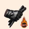 Winter PU Leather Plus Velvet Warm Gloves Men's Windproof Cycling Gloves Touch Screen Waterproof Gloves Cold-proof Warm Gloves