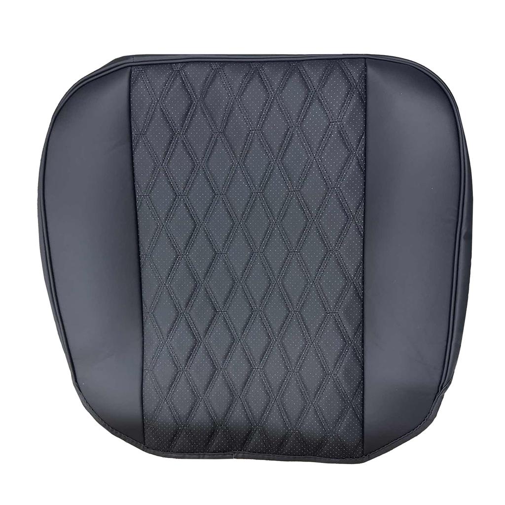 PU Leather Car Seat Cover, Anti Slip Front Seat Protector, Universal Fit Quilted Thick Cushion with Storage Pocket,