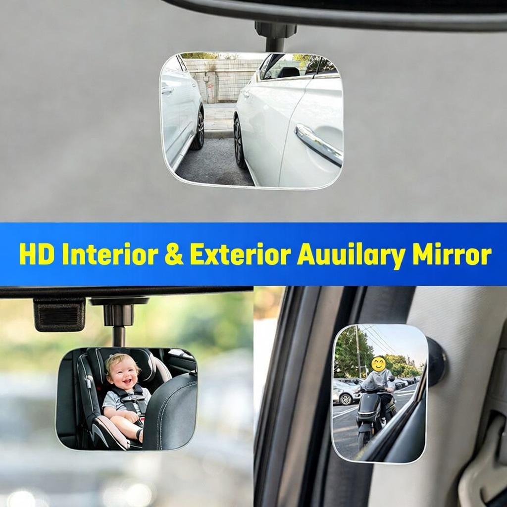 2Pcs Car Auxiliary Mirror Wide Angle 360 Degree Adjustable Auto HD Convex Rearview Rimless Mirrors Car Styling Parts