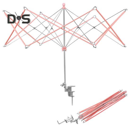 Garnwickler, faltbar, Garnwickler aus Metall, tragbarer Regenschirm-Garnknäuelwickler, Stranghalter mit Tischklemme für Strick- und Häkelzubehör