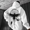 Lockeres, trendiges, übergroßes Kapuzensweatshirt für Herren in Übergröße mit Wikinger-Totem-Print