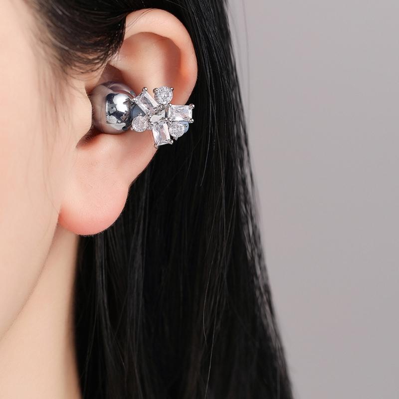 Fashion Geometric Earphone Clips Full Zircons Studded Crystal Designs Accessories Easy Installation for Decorations
