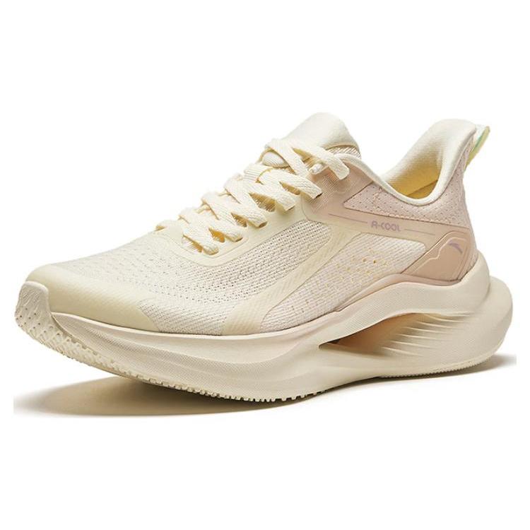 New Anta Cushioned Wear Resistant Breathable Lightweight Low Top Running Shoes Women's White Brown 922425506-5