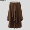 INCERUN Men Back Elastic Waist Front Irregular Layers Casual Loose Long Pants Trousers