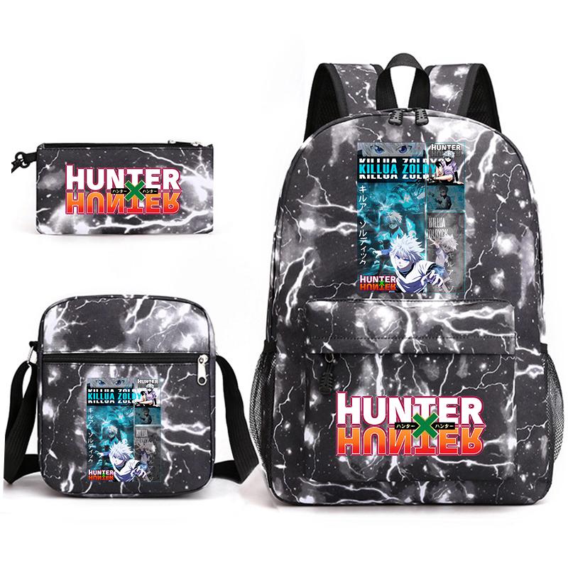 Hunter X Hunter Anime Print Student Backpack Casual Daypack for Boys Girls with Pencil Case 3 Piece Set