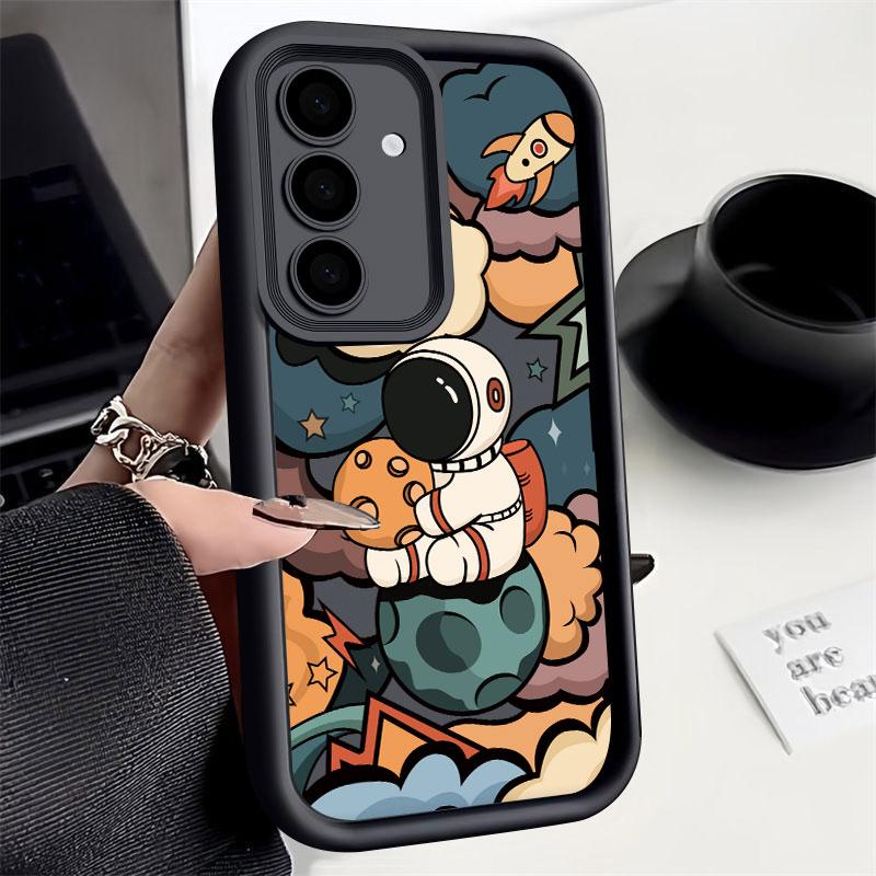 Spaceman Phone Case For Samsung S26 S25 S24 S23 S21 S20 Ultra Cute Astronaut Planet Funda For Galaxy S25 S24 FE S26 Plus Cover