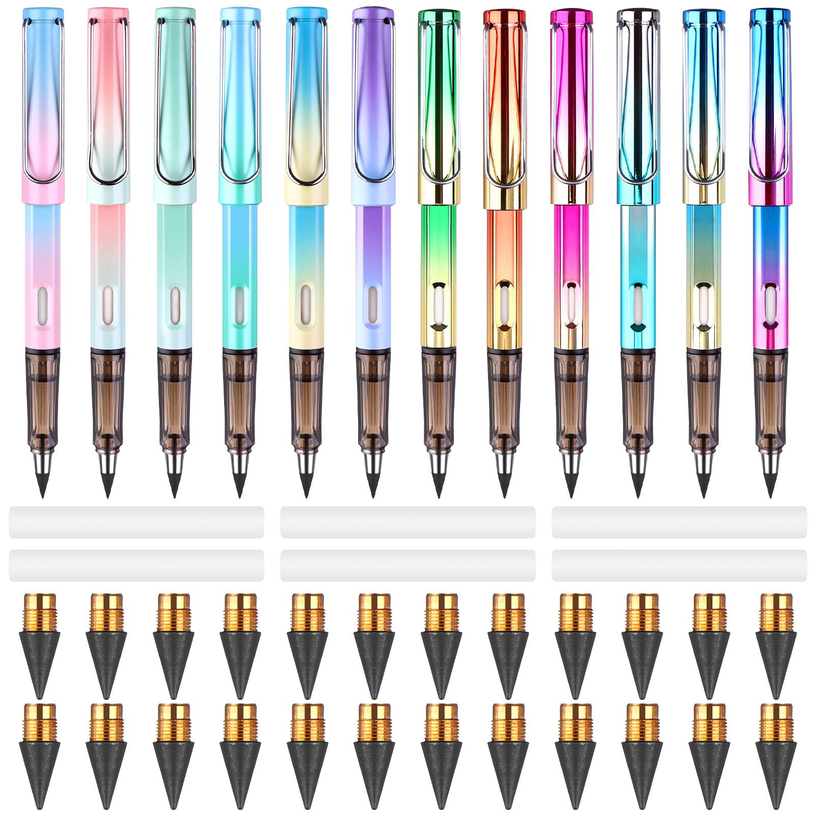 

12 Pcs Everlasting Pencils,Infinity Pencil With Eraser,Inkless Eternal Pencil With 24 Replacement Nibs,Reusable Forever Pencil 15*11*5