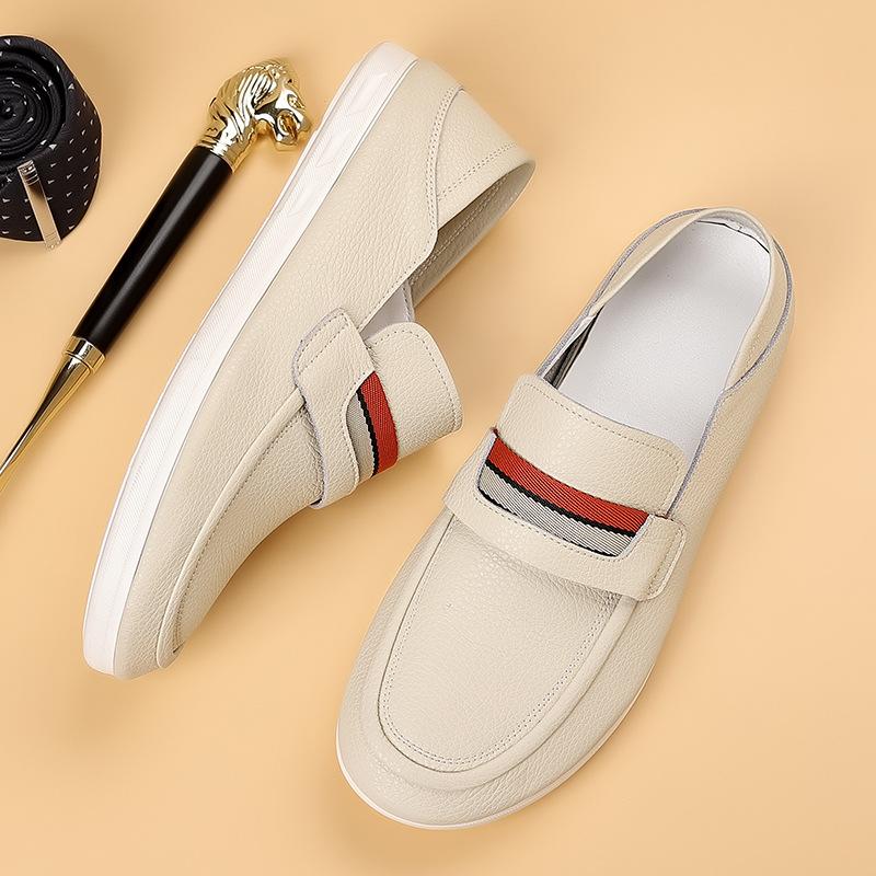 Fashion Solid Color Cow Leather Loafers Men 2025 Spring Autumn New Designer Casual Luxury Shoes Male Fashion Business Board Shoes Man